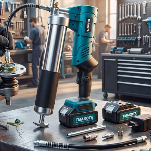 081 Store - Ingrassatore Elettrico a Batteria 7000 PSI Professionale Senza Fili con 2 Batterie Ricaricabili Pistola Ingrassaggio Alta Pressione per Officina Auto e Manutenzione Macchinari