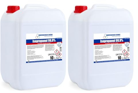 Ravensberger Chemie Isopropanol 99,9% IPA – Isopropylalkohol Reinigungsalkohol zum Entfetten & Reinigen – Lösungsmittel für Elektronik, Glas, Auto & Werkstatt (2 x 10 Liter)