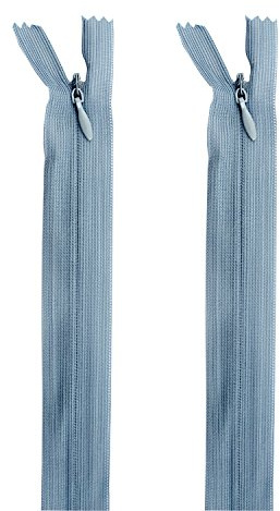HAND® 2 PCS Grey Invisible Zipper for Dresses, Skirts, Blouses, Pants etc. - 10 inch (25.5 cm) Long - Nylon Zip and Metal Zip Head