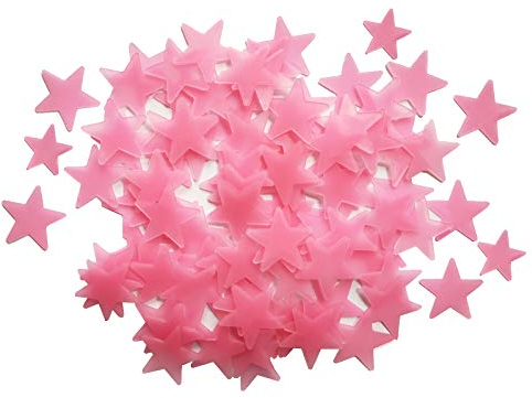 VKI® Wandsticker, Leuchtaufkleber, Fluoreszierend und im Dunkeln leuchtend,200 Stück Sterne für Kinderzimmer Kinderzimmer, Rosa