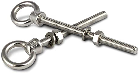 PROTECH 2 Stück Augbolzen M8x80 Metrisches Vollgewinde Ringschraube mit Mutter und Unterlegscheibe rostfreier A4 V4A Seewasserbeständig