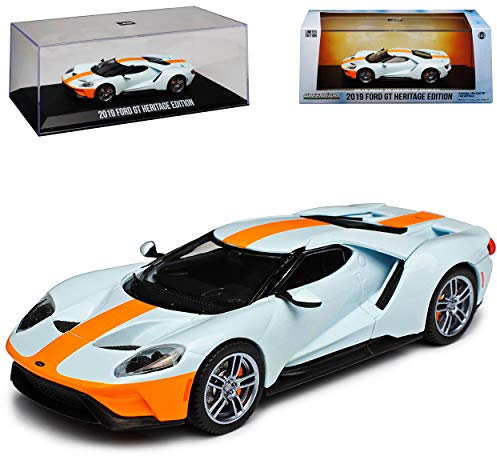 Greenlight Ford GT Blau mit Orange Heritage Gulf Oil Edition 2019 1/43 Modell Auto