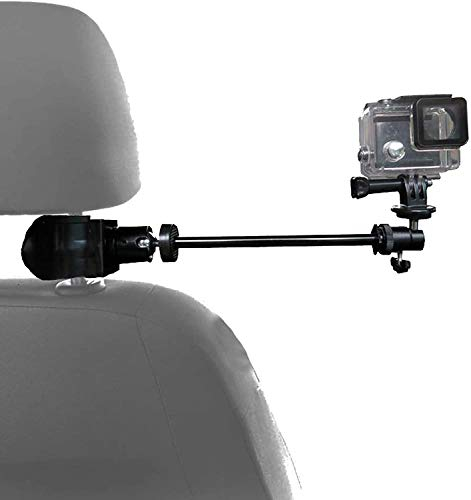 Support d'appui-tête de voiture réglable et robuste avec support de serrage pour tous les smartphones/caméscopes reflex numériques et caméras d'action, parfait pour la prise de vue en voiture, le