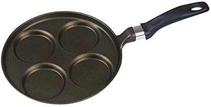 RISOLI 1043900 Padella Pancake 4 Posti in Alluminio Pressofuso con Rivestimento Antiaderente e Fondo di Spessore 6 Mm, Cm 23