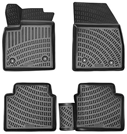 Rizline Passgenau 3D Fussmatten Auto Kompatibel mit Hyundai Tucson 3 Gen 2015-2020 Auto Zubehör 1. und 2. Reihe Gummimatten Autos TPE Allwetter Geruchlos rutschfest Vorne & Hinten Schwarz