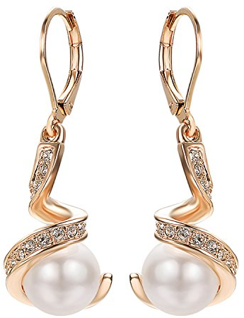 Vissen Weiße Perlen Ohrringe Hängend Damen Vergoldete Leverback Zirkonia Modeschmuck Ohrringe Creolen