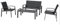 Hespéride - Salon de Jardin Elyn Anthracite et Graphite 4 Places Anti-Rouille Séchage Rapide 2 Fauteuils, 1 Canapé, 1 Table Basse pour Patio, Balcon