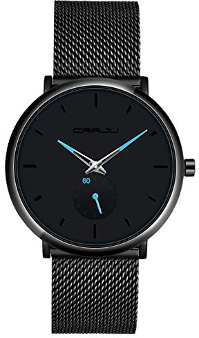 SUPBRO Herren Uhr Männer Edelstahl Wasserdicht Armbanduhr Analog Zifferblatt Business Uhr Datum Ultra Dünne mit Mesh-Armband