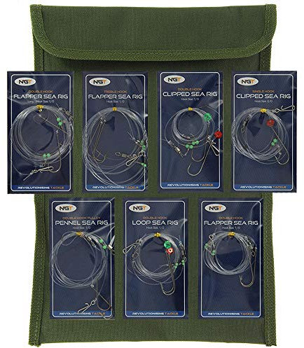 NGT 7x Sea Fishing Rigs Flapper Pennell Clipped Flattie Cod Bass Whiting and Case