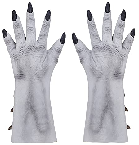 Unisex Halloween Costume Cosplay Latex Gloves with Nails Fancy Dress Costume Accessories Horror Scary Hand Gloves Cosplay Props Party Supplies Hands Claws Latex Gloves