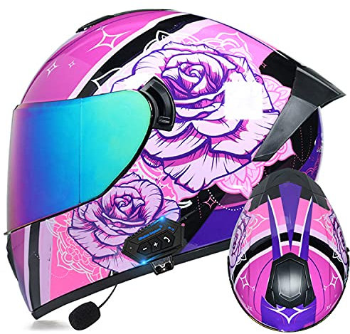 ZHEN Casco De Moto Modular Bluetooth Integrado, ECE Homologado, Hombre/Mujer, Unisex, Casco Modular Bluetooth, Motociclismo