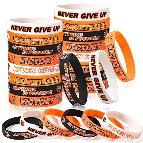 Aoriher 36 Stück Basketball Armbänder Motivierende Silikon Armbänder Dekorationen Basketball Party Mitgebsel für Kinder Teenager Basketball Party Armband Schmuck Sport Geschenke Zubehör