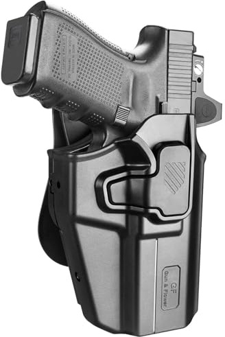 Universal OWB Holster for Glock/Sig/S&W/Springfield/CZ/Beretta/Taurus/Canik/FN/ 1911/ Walther, Fits 100+ Pistols for Full & Compact Size Pistols, Index Finger Release, Right Hand, Black