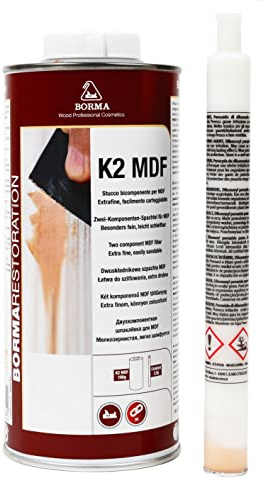Holzmasse 2K mit Härter fein 820ml Kartusche Nussbaum dunkel - 63