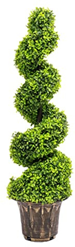 SASONS® 3FT ARTIFICIAL SPIRAL TWIST TREE, SWIRL TOPIARY TREES DECORATIVE POTTED PLANT IDEAL FOR INDOOR OUTDOOR ENTRANCE HALLWAYS GARDEN (1, 3Ft/90Cm)