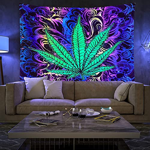 Lsimeru Schwarzlicht Wandteppich Psychedelic Weed Wandbehang Wandtuch Trippy Illusion UV Aktiv Abstrakte Kunst Wandtücher Wanddeko Tapisserie Tapestry,150x130