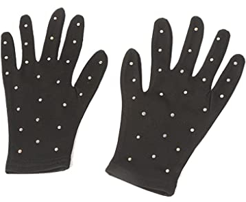 Guangcailun Mode Eiskunstlauf Handgelenk Handschuhe, Atmungsaktive Sonnenschutz Fäustlinge Kristall Handschuhe Outdoor Radfahren Eislaufen Leistung, Schwarz, L