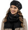 VIVISENCE Elegantes Damen Winter Set Aus Baskenmütze Und Langem Schal Aus Wärmendem Wollgarn Perfekte Passform Für Kalte Wintertage Ideal Für Elegante Und Sportliche Outfits, Schwarz,Einheitsgröße