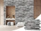 3D Wall Panels for Living Room Kitchen Decorative Tiles PVC Plastic Cladding (Grey Stone Stacked)