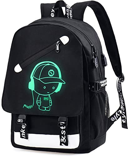 Junlion Anime Laptop Backpack for Boys, Music School Bags Bookbags for Teen Boys