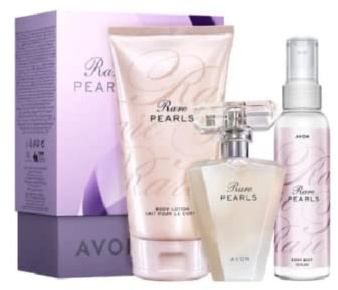 Avon RARE PEARLS Geschenkset für Sie Eau de Parfum Spray/Bodylotion/Körperspray blumig/langanhaltend