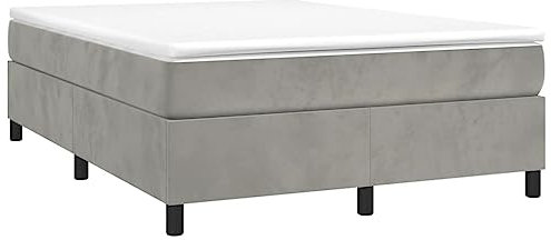 vidaXL Cadre de Lit, Lit Rembourré, Lit Double avec Sommier à Lattes, Lit Adulte de Chambre à Coucher, Moderne, Gris Clair 140x200 cm Velours
