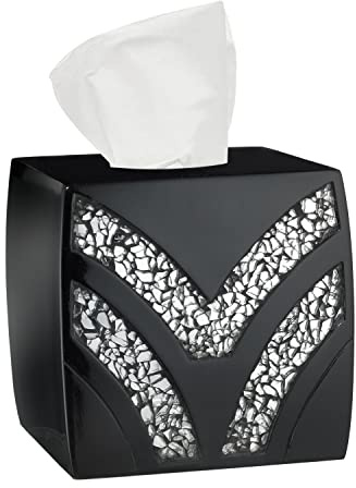 Zahari Home Sinatra Tissue Box Cover Square Tissue Holder for Bathroom Bedroom Living Room, Black