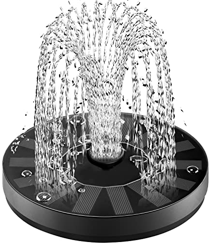 SZMP Solar Fountain Bird Bath Fountains 2025 Upgraded Glass Panel, Solar Powered Water Fountain for Humingbirds with 7 Nozzle & 4 Fixer, Solar Fountain Pump for Bird Bath, Garden, Pond, Pool
