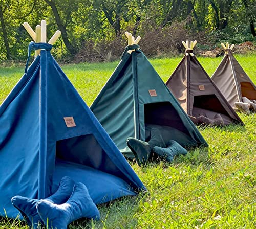 Tipi-Zelt für Katzen und Hunde, Haustierzelt, Plüsch-Kissenhaus, Luxus-Hundezelt, abnehmbar und waschbar, Haustierhaus (Royal Braun)