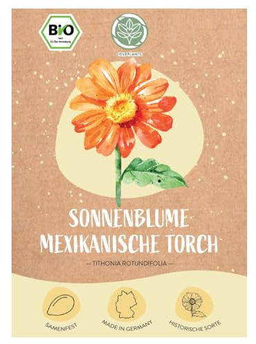 Bio Mexikanische Sonnenblumen Samen, 20 Blumensamen mit hoher Keimquote, Sonnenblumensamen für deinen Garten, Balkon, Beet oder als Gastgeschenk. Samenfestes Blumen Saatgut.