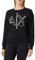 Armani Exchange Women's Sustainable, bidimensional Printed Logo Sweatshirt, Black, XS