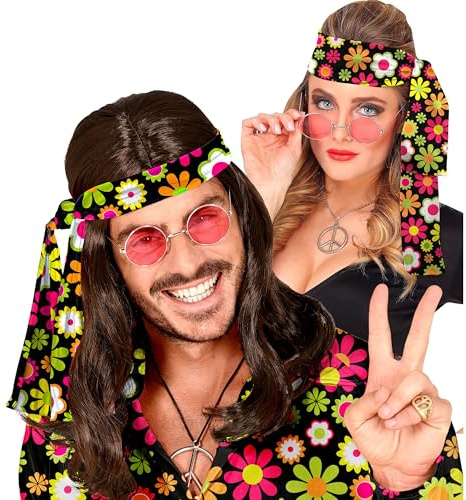 W WIDMANN MILANO Party Fashion - Fascia per capelli anni '60 e '70 | Fascia per capelli per costumi hippie / Flower Power, Carnevale, feste a tema, festival