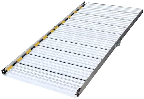 Schwellenrampe, Türschwellenrampe Hochleistungstreppe Rollstuhlschwellenrampe, 5,5 Fuß/6,5 Fuß Lange, Faltbare Aluminium-Haustürstufen, extra breite Belastung 300 kg (Größe: 1,98 m (6,5 Fuß)