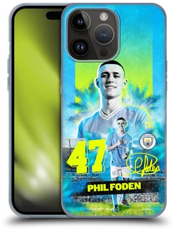 Head Case Designs Offizielle Manchester City Man City FC Phil Foden 2023/24 Erstes Team Gelhülle [Militärischer Schutzgrad] Kompatibel Mit Apple iPhone 15 Pro Max Und Kompatibel Mit MagSafe