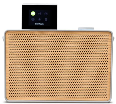 Pure Evoke Play - Sistema musicale portatile per interni ed esterni (DAB+/FM, radio Internet, Spotify Connect, Bluetooth) Special Edition, bianco/legno