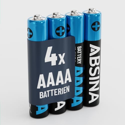 ABSINA 4x Pile AAAA per Surface Pen, Penna per Tablet e molto altro - Batteria AAAA 1,5V Alcalina - Batterie AAAA LR61 E96 - Pila AAAA, AAAA batteria, pile AAAA penna computer, pile stilo AAAA