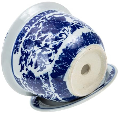 ABOOFAN blau-weißer Blumentopf Porzellan blumentopf chinesisch chinesische blumentopf Blumentöpfe für den Innenbereich Orchideentöpfe Orchideen-Pflanzhalter Orchideen-Pflanzgefäße groß