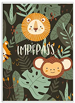 HIMMEL.HERZ.PAPIER® Impfpass Hülle 137 mm HÖHE (BITTE MESSE DEINEN IMPFPASS, Impfpässe sind nicht genormt!) Impfausweis Schutzhülle für Kinder und Erwachsene - Impfpasshülle - Dschungel