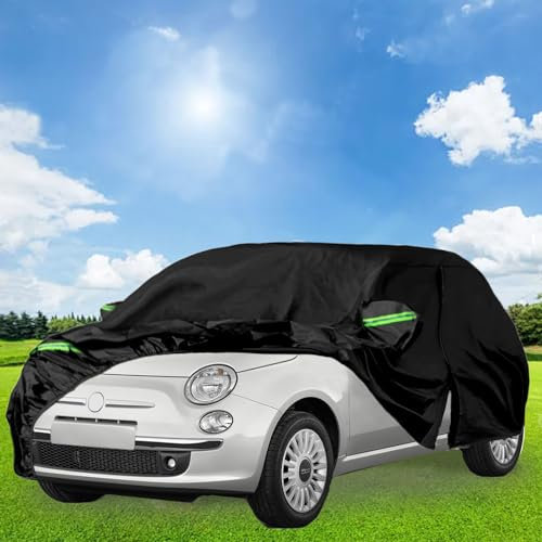 Autoabdeckung Wasserdicht Ersatz für 2007-2022 F-IAT 500 500C 500E Abarth 500, Vollgarage Auto Abdeckplane mit Türreißverschluss Atmungsaktiv Regen Sonne Staub Schutz Auto Abdeckplane Abdeckung