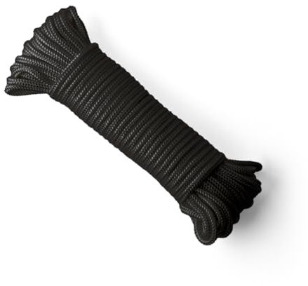 SNURO Nylon Seil (6mm, 20M, Schwarz) - Paracord Schnurr mit starkem Nylon Material - Reißfeste Paracord Schnur - reissfest & leicht - Bruchkraft 622 kg