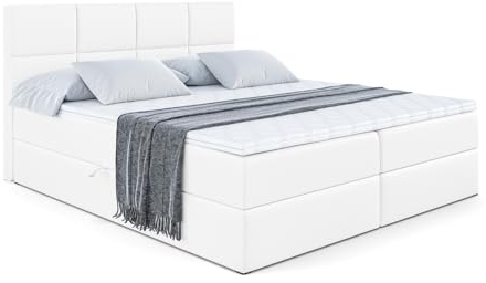 ALTDECOR Boxspringbett mit H4-Matratze ARDENI - 120x200 - Weiß