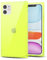 Svanove for iPhone 11 Clear Case Square Rectangle Edge, Transparent Aesthetic Trendy Girly Neon Bright Silicone Rubber Phone Case for Women, Thin Slim TPU Bumper Protective Cover, Neon Green