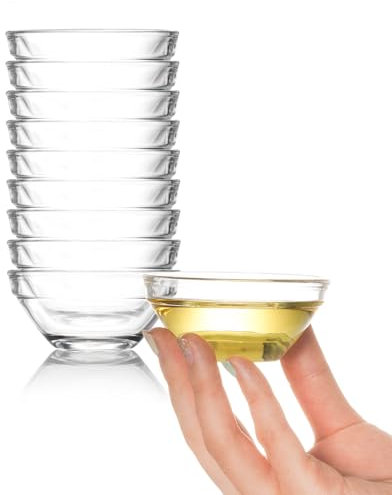 NUTRIUPS Mini Dipping Bowls, 75ml Tiny Glass Bowls, Set of 10 Small Prep Bowl, 3in Sauce Dish, Lead Free Dishwasher Safe