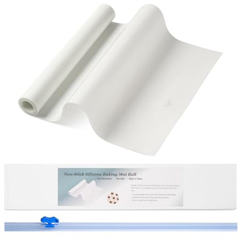 Silicone Baking Mat Roll 12in*10FT, Non Stick Macaron Silicone Baking Mats Silicone for Baking Sheets, Reusable Pastry Mat, Plastic Cutting Board mats (White)