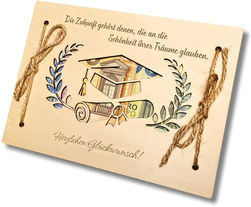 Geldgeschenk Abschluss, Abitur | Bestandene Prüfung Geschenk | Master, Doktor, Abi Geschenk, Geldverpackung | Geldgeschenk aus Holz (Graduierung)