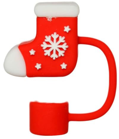 Bduttlefish Christmas Straw Cover For Cup, 1 pcs Cute Santa Christmas Tree Snowman Straw Dustproof Covers Silicone Straw Stra Topper