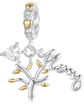 NINGAN 925 Argento Sterling Charm Albero Della Vita Perlina Ciondolo Compatibile Con Le Donne Braccialetto Fascino Perlina, Famiglia, Amici, Mamma Regalo Di Compleanno