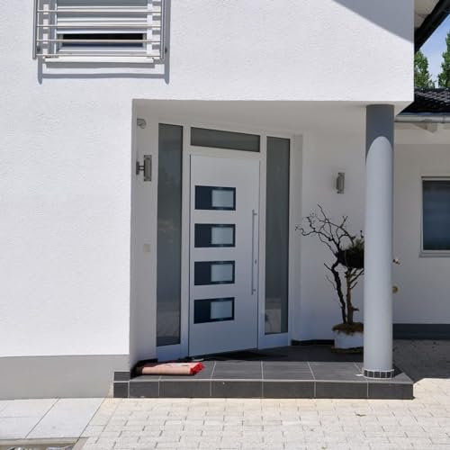 Sufrk Porta Ingresso Bianca in Alluminio e PVC - 100x200 cm, Porta d'Entrata