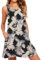 AUSELILY Sommerkleid Damen Rundhals Knielang Freizeitkleider Strand Trägerkleid mit Taschen Tropischer Regenwald XL