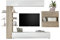 AVANTI TRENDSTORE - SORAPISS Moderne Wohnwand aus laminiertem Holz in Weiß Hochglanz / Kadiz Eiche - perfekt für jedes Wohnzimmer - Maße LAP ca. 257x187x30cm